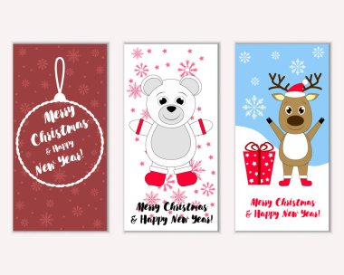 vektör çizim kış tatil tebrik kartları