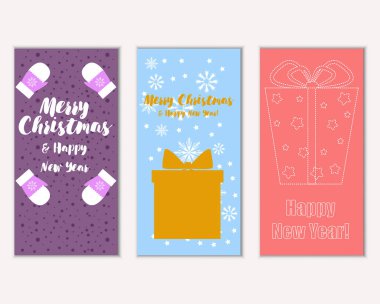 mutlu Noeller ve mutlu yeni yıl tebrik kartları vektör çizim       