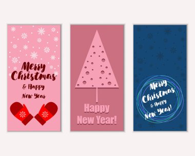 Renkli Noel kartları ile yeni yıl süslemeleri, illüstrasyon vektör