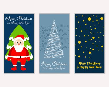 mutlu Noeller ve mutlu yeni yıl tebrik kartları vektör çizim     