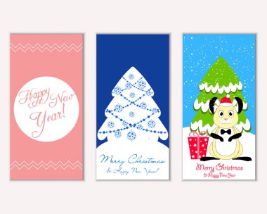 Renkli Noel kartları ile yeni yıl süslemeleri, illüstrasyon vektör