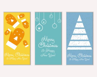mutlu Noeller ve mutlu yeni yıl tebrik kartları vektör çizim       