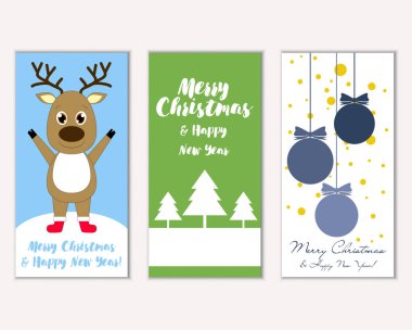 Renkli Noel kartları ile yeni yıl süslemeleri, illüstrasyon vektör