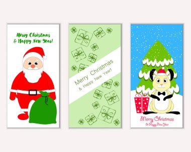 Renkli Noel kartları yılbaşı süslemeleri ve Noel Baba vektör çizim ile