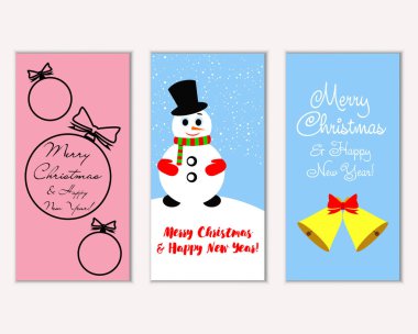 mutlu Noeller ve mutlu yeni yıl tebrik kartları vektör çizim