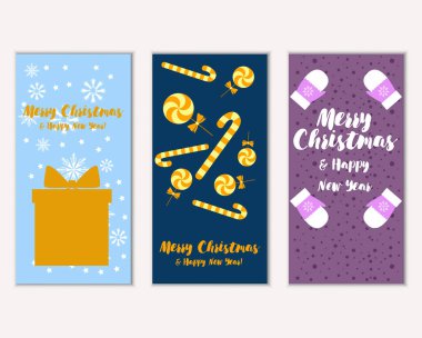 mutlu Noeller ve mutlu yeni yıl tebrik kartları vektör çizim       