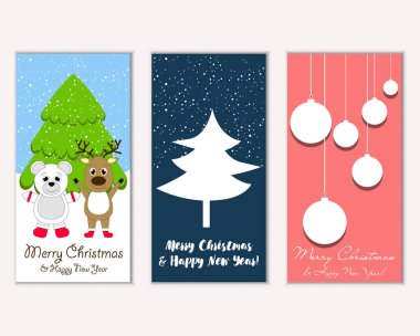 vektör çizim kış tatil tebrik kartları