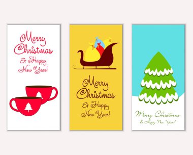 vektör çizim kış tatil tebrik kartları