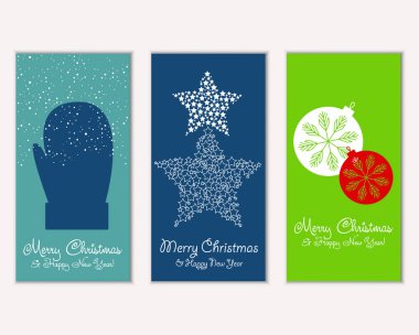 vektör çizim kış tatil tebrik kartları