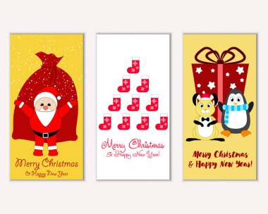 vektör çizim kış tatil tebrik kartları