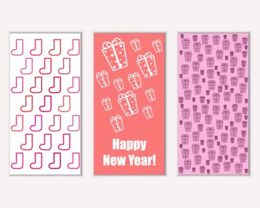 mutlu Noeller ve mutlu yeni yıl tebrik kartları vektör çizim     