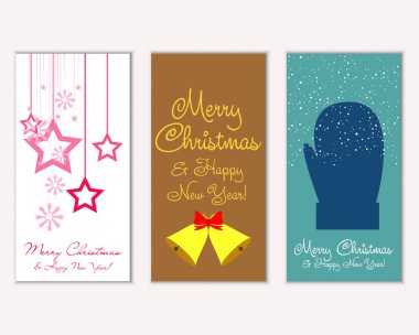 vektör çizim kış tatil tebrik kartları