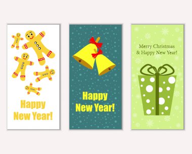 vektör çizim kış tatil tebrik kartları