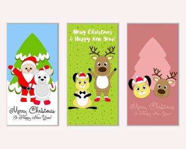 Renkli Noel kartları ile yeni yıl süslemeleri, illüstrasyon vektör