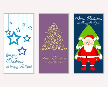 mutlu Noeller ve mutlu yeni yıl tebrik kartları vektör çizim