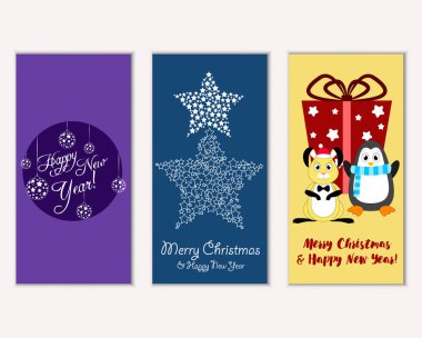 vektör çizim kış tatil tebrik kartları