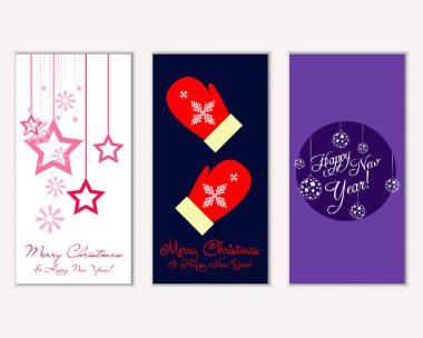 vektör çizim kış tatil tebrik kartları