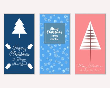 mutlu Noeller ve mutlu yeni yıl tebrik kartları vektör çizim