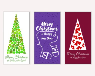 Renkli Noel kartları ile yeni yıl süslemeleri, illüstrasyon vektör