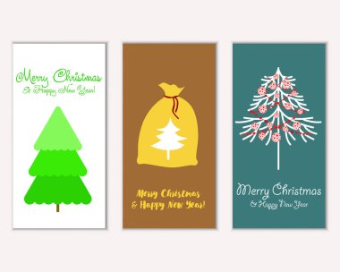 Mutlu Noeller ve mutlu yeni yıl tebrik kartları. Vektör çizim 