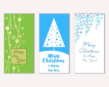 Renkli Noel kartları ile yeni yıl süslemeleri, illüstrasyon vektör