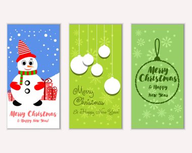 mutlu Noeller ve mutlu yeni yıl tebrik kartları vektör çizim