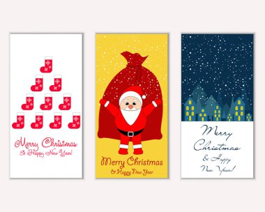 vektör çizim kış tatil tebrik kartları