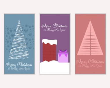 mutlu Noeller ve mutlu yeni yıl tebrik kartları vektör çizim     