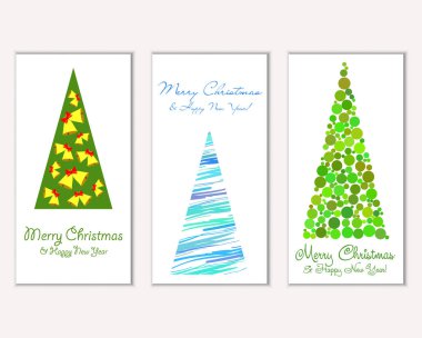 Mutlu Noeller ve mutlu yeni yıl tebrik kartları. Vektör çizim   