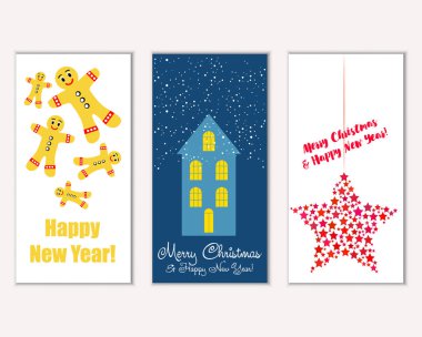 vektör çizim kış tatil tebrik kartları