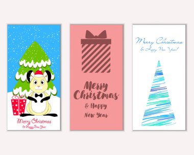 Renkli Noel kartları ile yeni yıl süslemeleri, illüstrasyon vektör