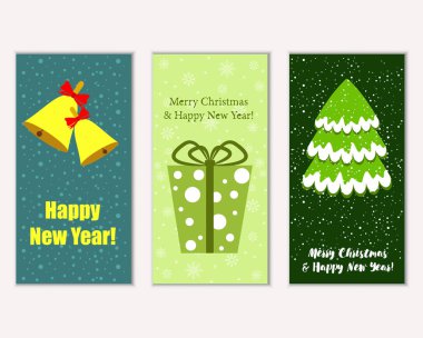 vektör çizim kış tatil tebrik kartları