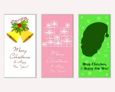 Renkli Noel kartları ile yeni yıl süslemeleri, illüstrasyon vektör