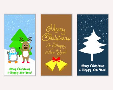 vektör çizim kış tatil tebrik kartları