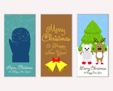 vektör çizim kış tatil tebrik kartları