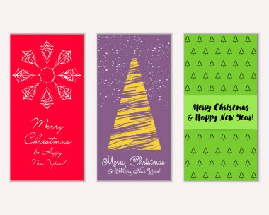 Mutlu Noeller ve mutlu yeni yıl tebrik kartları. Vektör çizim 