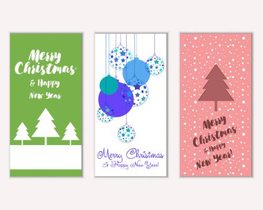 Renkli Noel kartları ile yeni yıl süslemeleri, illüstrasyon vektör