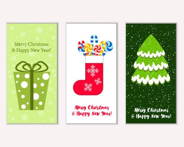 vektör çizim kış tatil tebrik kartları