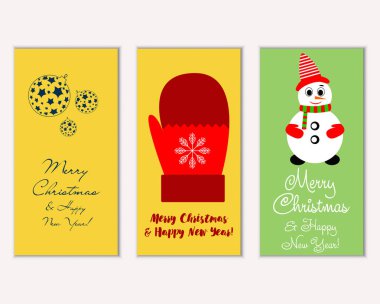 mutlu Noeller ve mutlu yeni yıl tebrik kartları vektör çizim