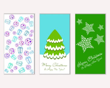 vektör çizim kış tatil tebrik kartları