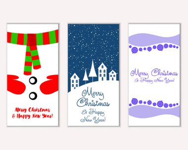 vektör çizim kış tatil tebrik kartları