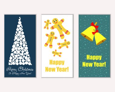 vektör çizim kış tatil tebrik kartları