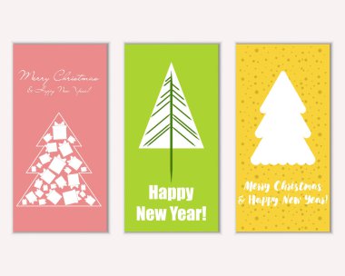 mutlu Noeller ve mutlu yeni yıl tebrik kartları vektör çizim
