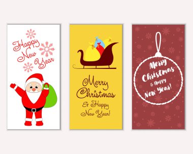 vektör çizim kış tatil tebrik kartları