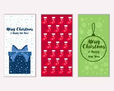 mutlu Noeller ve mutlu yeni yıl tebrik kartları vektör çizim      