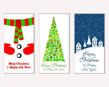 vektör çizim kış tatil tebrik kartları