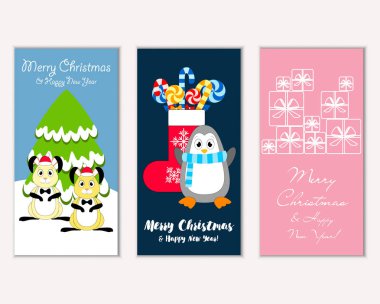 Renkli Noel kartları ile yeni yıl süslemeleri, illüstrasyon vektör