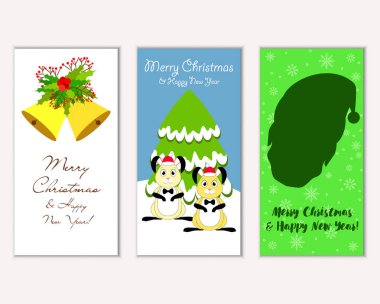 Renkli Noel kartları ile yeni yıl süslemeleri, illüstrasyon vektör