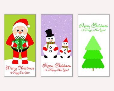 Mutlu Noeller ve mutlu yeni yıl tebrik kartları. Vektör çizim     