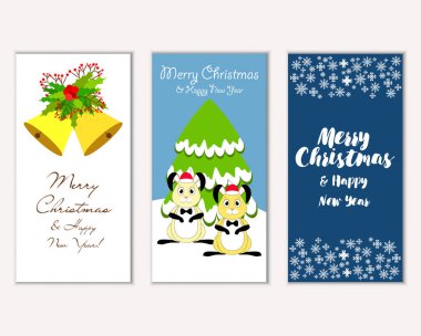 Renkli Noel kartları ile yeni yıl süslemeleri, illüstrasyon vektör